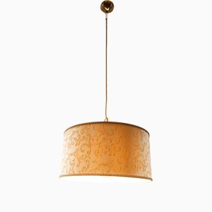 Fabric Suspension LIght with Gold Decorations and Golden Silk Cable-QLH-1175127