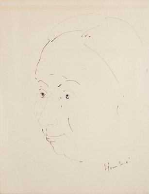 Faces - Four Original China Ink Drawings by Unknown Master 20th Century Mid 20th Century-ZCI-761852