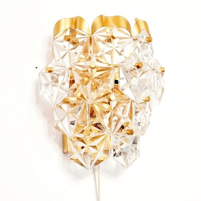 Faceted Crystal Glass & Gilded Brass Wall Light from Kinkeldey, Germany, 1970s-BMM-1736326