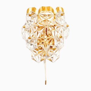 Faceted Crystal Glass & Gilded Brass Wall Light from Kinkeldey, Germany, 1970s-BMM-1736326