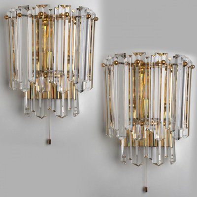 Faceted Glass and Gilt Brass Sconce attributed to J. T. Kalmar for Kalmar, 1970s-VDW-1395272