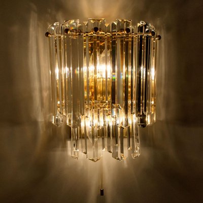 Faceted Glass and Gilt Brass Sconce attributed to J. T. Kalmar for Kalmar, 1970s-VDW-1395272