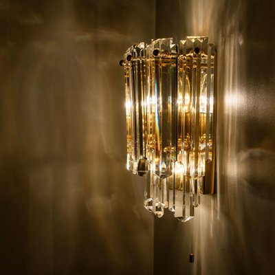 Faceted Glass and Gilt Brass Sconce attributed to J. T. Kalmar for Kalmar, 1970s-VDW-1395272