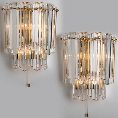 Faceted Glass and Gilt Brass Sconce attributed to J. T. Kalmar for Kalmar, 1970s-VDW-1395272