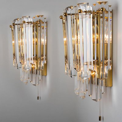 Faceted Glass and Gilt Brass Sconce attributed to J. T. Kalmar for Kalmar, 1970s-VDW-1395272