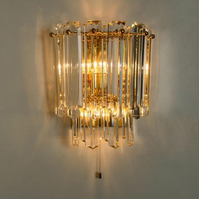 Faceted Glass and Gilt Brass Sconce attributed to J. T. Kalmar for Kalmar, 1970s-VDW-1395272