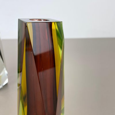 Faceted Murano Glass Sommerso Vases, Italy, 1970s, Set of 2-QZ-1151859