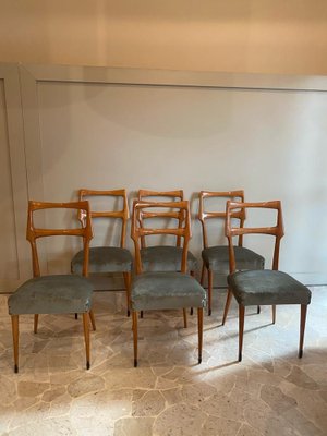 Fago Wood Chairs with Brass Details attributed to Ico and Luisa Parisi, Italy, 1950s, Set of 6-TKR-1819430