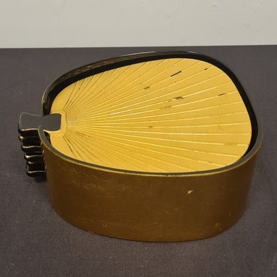 Fan-Shaped Trays in Bakelite and Gold Leaf, 1930s, Set of 9-RPW-1723727