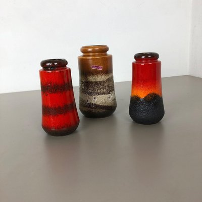 Fat Lava Ceramic 549 Vases from Scheurich, Germany, 1970s, Set of 3-QZ-1053020