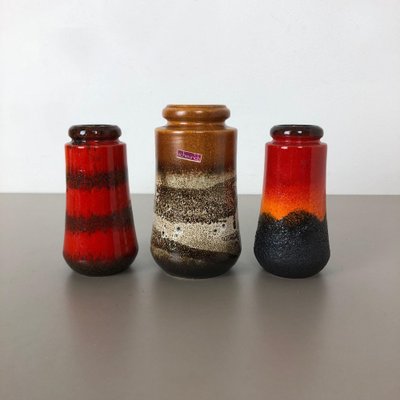 Fat Lava Ceramic 549 Vases from Scheurich, Germany, 1970s, Set of 3-QZ-1053020