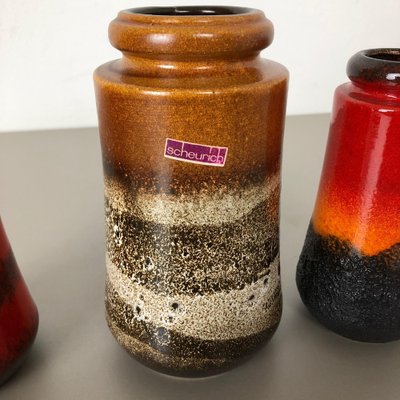 Fat Lava Ceramic 549 Vases from Scheurich, Germany, 1970s, Set of 3-QZ-1053020