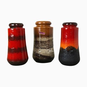 Fat Lava Ceramic 549 Vases from Scheurich, Germany, 1970s, Set of 3-QZ-1053020