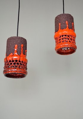 Fat Lava Ceramic Pendant Lights, Denmark 1960s, Set of 2-OV-1730105