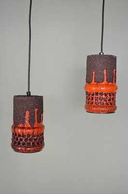 Fat Lava Ceramic Pendant Lights, Denmark 1960s, Set of 2-OV-1730105