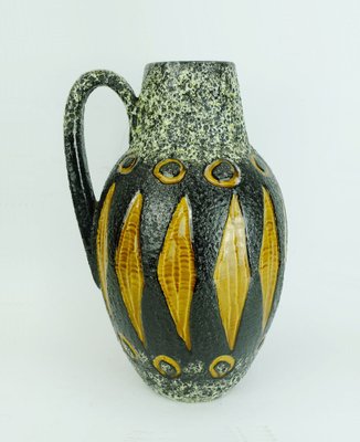 Fat Lava Glaze Ceramic No. 279-38 Jug Vase in Black, White & Ocher from Scheurich-FH-1309935