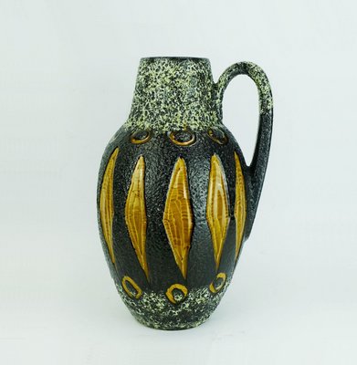 Fat Lava Glaze Ceramic No. 279-38 Jug Vase in Black, White & Ocher from Scheurich-FH-1309935