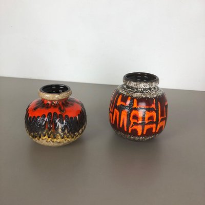 Fat Lava Multi-Color Pottery Vases from Scheurich, Germany, 1970s, Set of 2-QZ-1134669