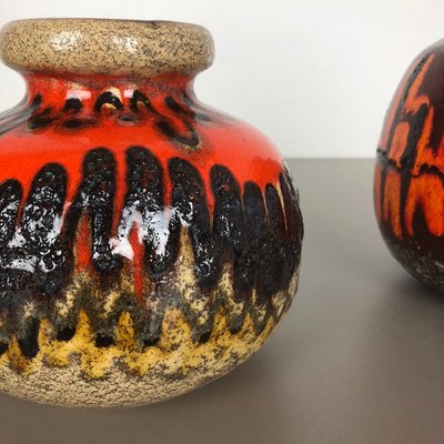 Fat Lava Multi-Color Pottery Vases from Scheurich, Germany, 1970s, Set of 2-QZ-1134669