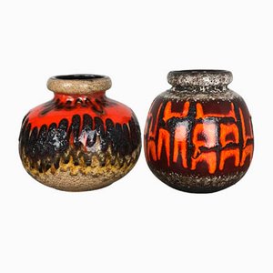 Fat Lava Multi-Color Pottery Vases from Scheurich, Germany, 1970s, Set of 2-QZ-1134669