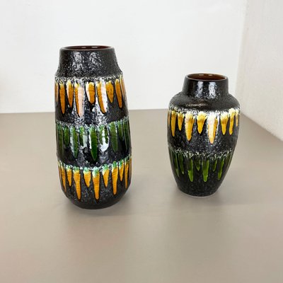 Fat Lava Multi-Color Vases from Scheurich, Germany, 1970s, Set of 2-QZ-1437217