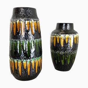 Fat Lava Multi-Color Vases from Scheurich, Germany, 1970s, Set of 2-QZ-1437217