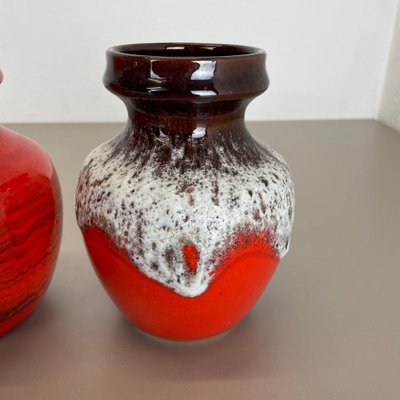 Fat Lava Op Art Multi-Color Pottery Vases from Bay Ceramics, Germany, 1970s, Set of 3-QZ-1454385