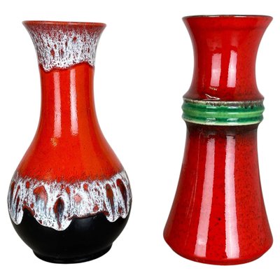 Fat Lava Op Art Pottery Vase from Jasba Ceramics, Germany, Set of 2-QZ-1308839