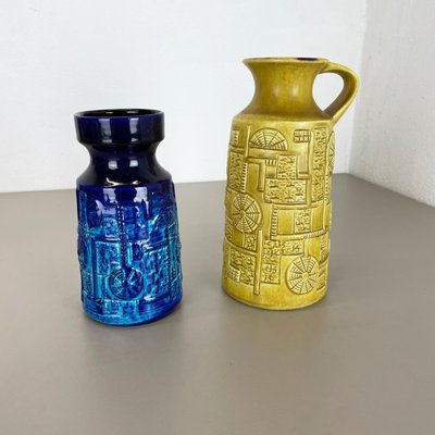 Fat Lava Op Art Pottery Vases by BAY Ceramics, Germany, 1970s, Set of 2-QZ-1282185