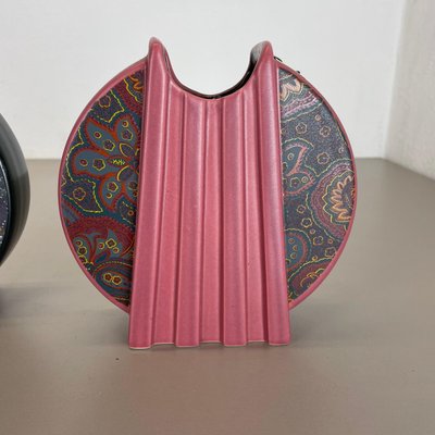 Fat Lava Op Art Pottery Vases from Bay Keramik, Germany, 1980s, Set of 2-QZ-1448601