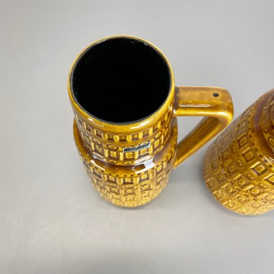 Fat Lava Pottery Vases With Ochre Pattern from Scheurich, Germany, 1970s, Set of 2-QZ-1256947