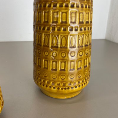 Fat Lava Pottery Vases With Ochre Pattern from Scheurich, Germany, 1970s, Set of 2-QZ-1256948