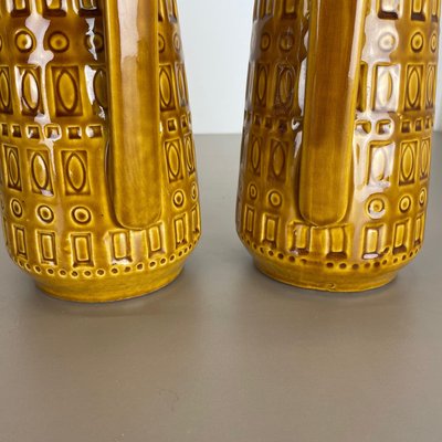 Fat Lava Pottery Vases With Ochre Pattern from Scheurich, Germany, 1970s, Set of 2-QZ-1256947