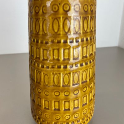 Fat Lava Pottery Vases With Ochre Pattern from Scheurich, Germany, 1970s, Set of 2-QZ-1256948