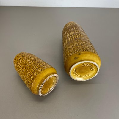 Fat Lava Pottery Vases With Ochre Pattern from Scheurich, Germany, 1970s, Set of 2-QZ-1256948