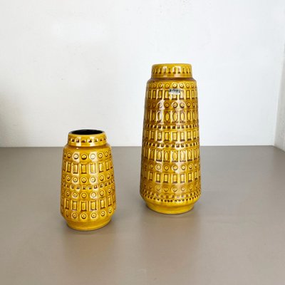 Fat Lava Pottery Vases With Ochre Pattern from Scheurich, Germany, 1970s, Set of 2-QZ-1256948