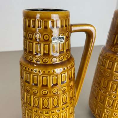 Fat Lava Pottery Vases With Ochre Pattern from Scheurich, Germany, 1970s, Set of 2-QZ-1256947