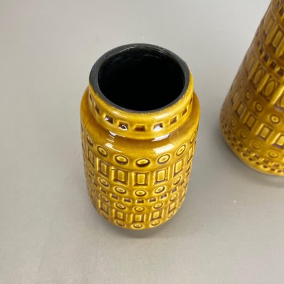 Fat Lava Pottery Vases With Ochre Pattern from Scheurich, Germany, 1970s, Set of 2-QZ-1256948