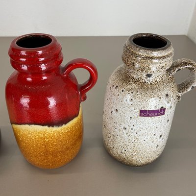 Fat Lava Supercolor Vases from Scheurich, Germany, 1970s, Set of 3-QZ-1094378