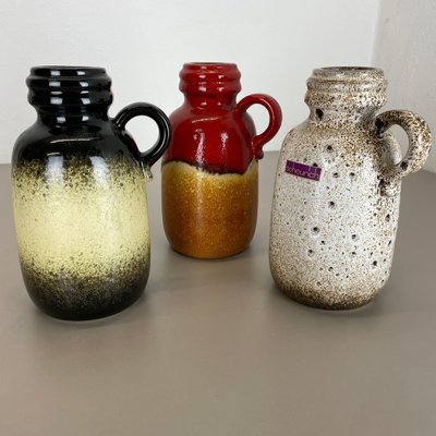 Fat Lava Supercolor Vases from Scheurich, Germany, 1970s, Set of 3-QZ-1094378