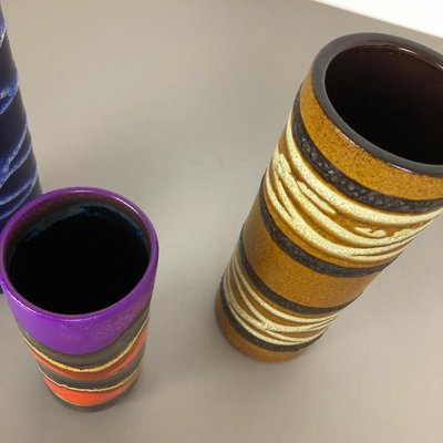 Fat Lava Tube Vases from Scheurich, Germany, 1970s, Set of 3-QZ-1089663