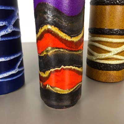 Fat Lava Tube Vases from Scheurich, Germany, 1970s, Set of 3-QZ-1089663