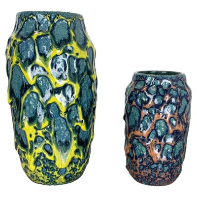 Fat Lava Vases attributed to Scheurich, Germany, 1970s, Set of 2-QZ-1437214