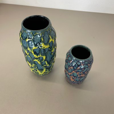 Fat Lava Vases attributed to Scheurich, Germany, 1970s, Set of 2-QZ-1437214