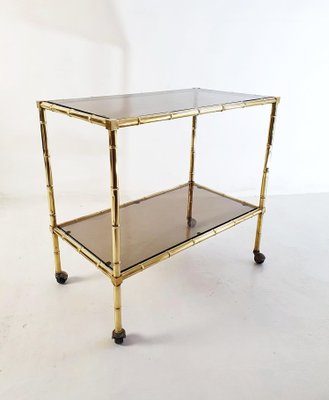 Faux Bamboo Bar Cart from Maison Baguès, France, 1970s-FO-1416494