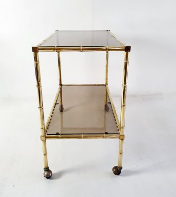 Faux Bamboo Bar Cart from Maison Baguès, France, 1970s-FO-1416494