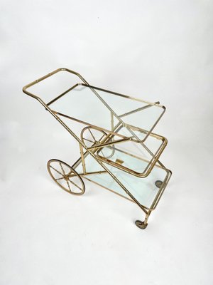 Faux Bamboo Brass & Glass Serving Bar Cart, Italy, 1960s-LYQ-1171342