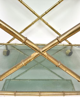 Faux Bamboo Brass & Smoked Glass Serving Cart from Rue Royale, France, 1960s-LYQ-1219153