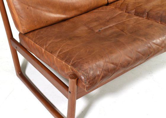 Fd130 Teak Sofa in Cognac Leather Peter Hvidt for France & Søn / France & Daverkosen, Denmark, 1950s-TE-1783751