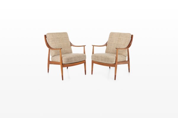 Fd144 Easy Chairs in Oak and Teak by Peter Hvidt & Orla Mølgaard-Nielsen for France & Søn / France & Daverkosen, 1950s, Set of 2-RNH-1784140